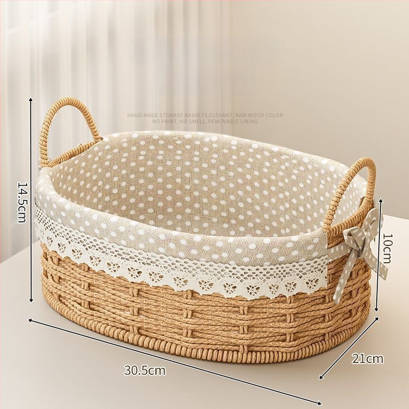 Rataninė saugojimo pintinė raktams ir nuotolinio valdymo pulteliams, stalinis organizatorius ir užkandžiai, megzta įėjimo krepšys, talpa 18 L, japonų stilius, metalinė konstrukcija, logotipo spauda įmanoma