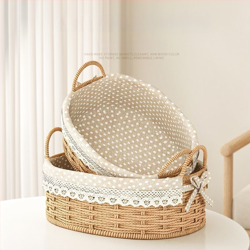 Rataninė saugojimo pintinė raktams ir nuotolinio valdymo pulteliams, stalinis organizatorius ir užkandžiai, megzta įėjimo krepšys, talpa 18 L, japonų stilius, metalinė konstrukcija, logotipo spauda įmanoma