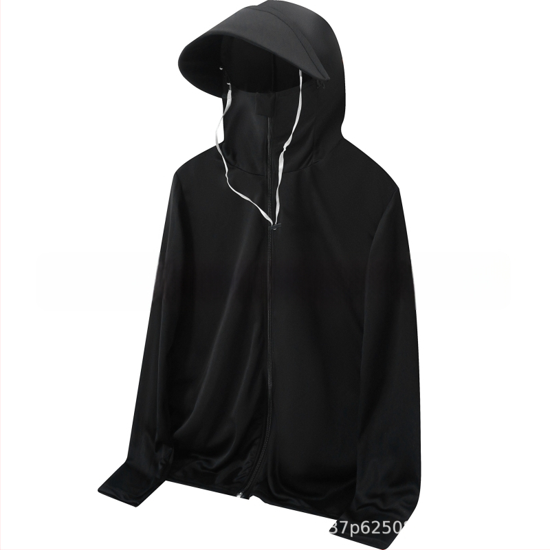 Kapucēta viegls elpojošs krekls no polipropilēna auduma, piemērots ārējai makšķerēšanai, ar sānu kabatām