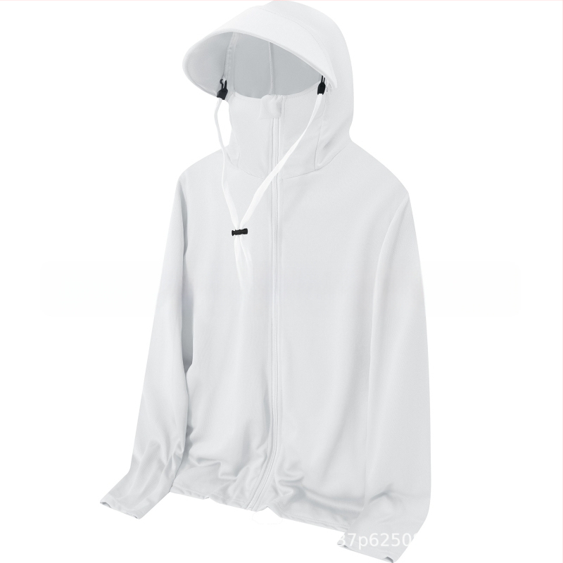 Kapucēta viegls elpojošs krekls no polipropilēna auduma, piemērots ārējai makšķerēšanai, ar sānu kabatām