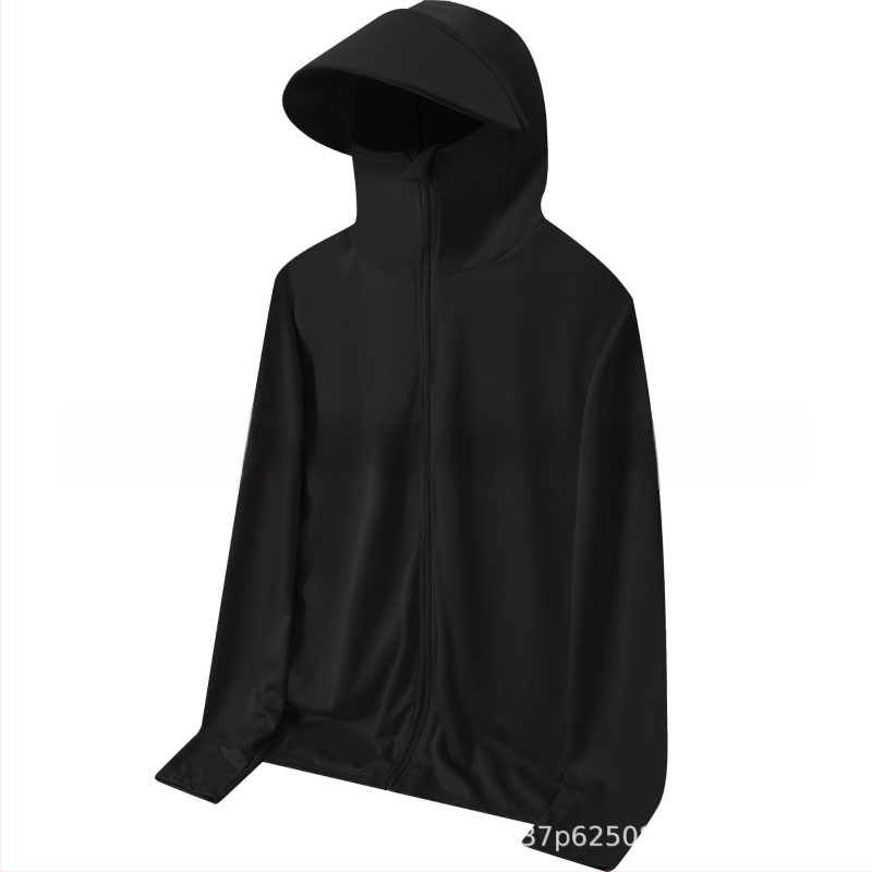 Kapucēta viegls elpojošs krekls no polipropilēna auduma, piemērots ārējai makšķerēšanai, ar sānu kabatām