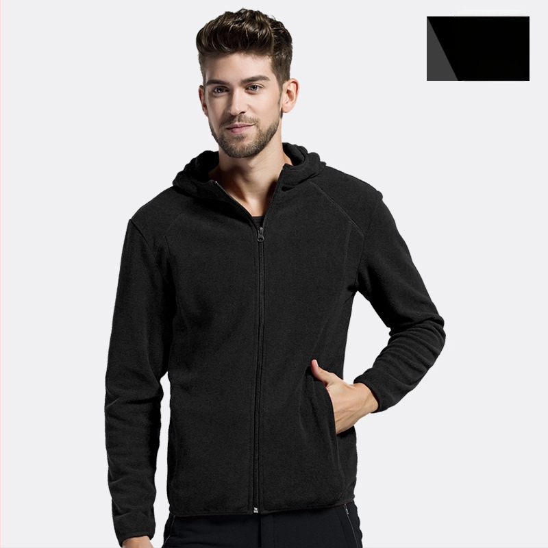 Youmu fliso striukė su gobtuvu, kardigan stiliaus, vėjo atspari, unisex