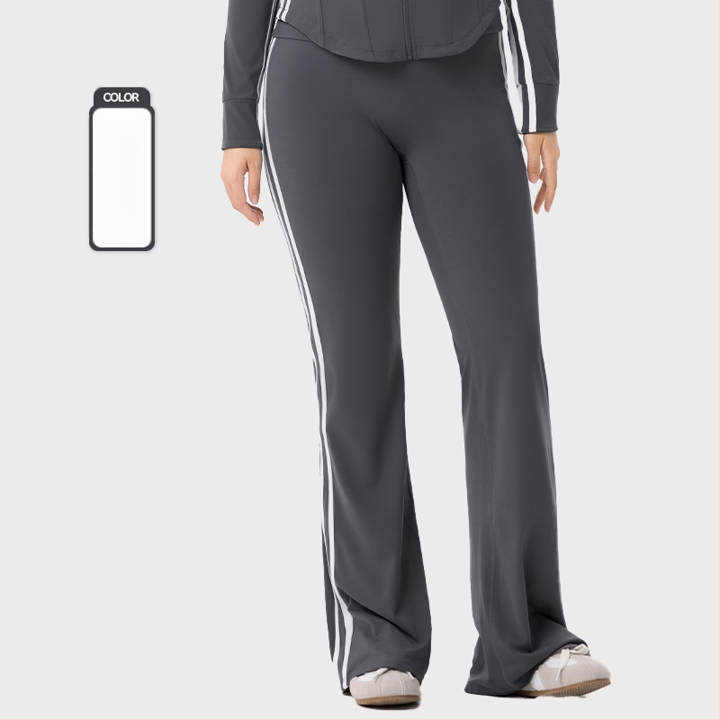 Плюс размер спортен комплект за дами - две части, топ с дълъг ръкав в стил кардиган и клеш панталони, 80% найлон + 20% спандекс, есенно-зимна 2025, подходящ за йога и пилатес