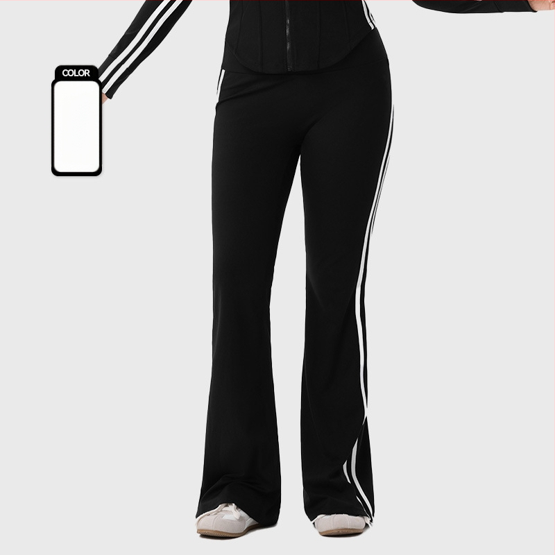 Плюс размер спортен комплект за дами - две части, топ с дълъг ръкав в стил кардиган и клеш панталони, 80% найлон + 20% спандекс, есенно-зимна 2025, подходящ за йога и пилатес