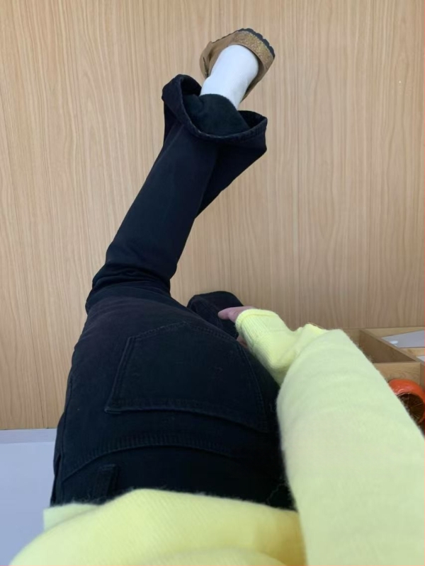 Fleece-voodriga džinsid, paksud, bootcut lõige, kõrge talje, talve 2024