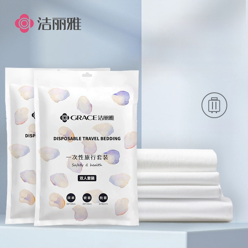 Jialiya vienkartinės lovos lakštai ir antklodės užvalkalas viešbučiams, SMS netkota medžiaga, 4 ar 3 dalių komplektas, storintas kelionės antklodės užvalkalas, modelis JA2035