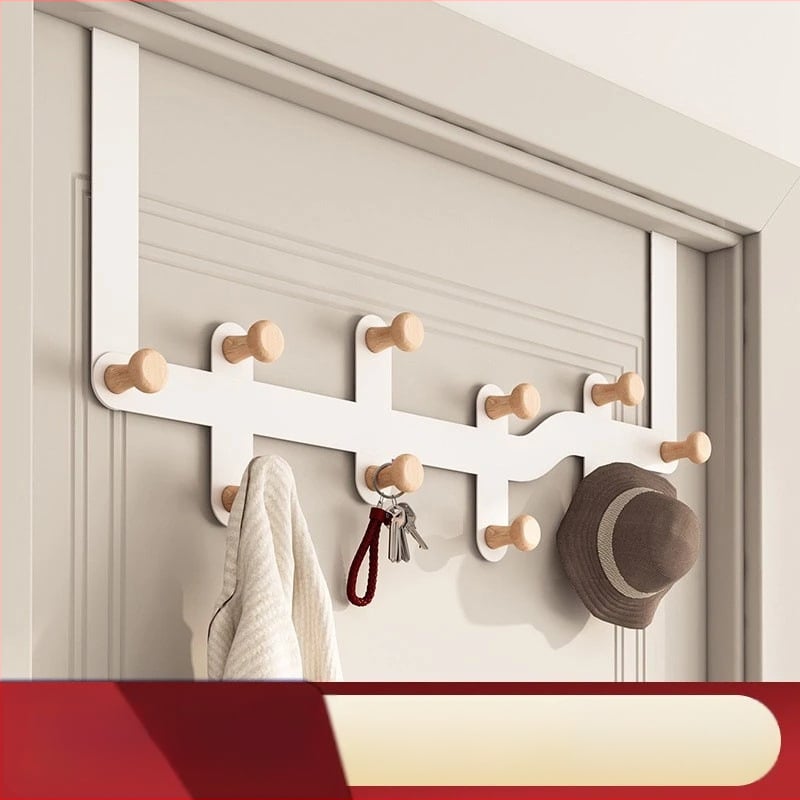 Geležinė durų kabykla su keliomis eilėmis, kabinimas už durų, 10 kg apkrova, šiuolaikinis minimalistinis stilius