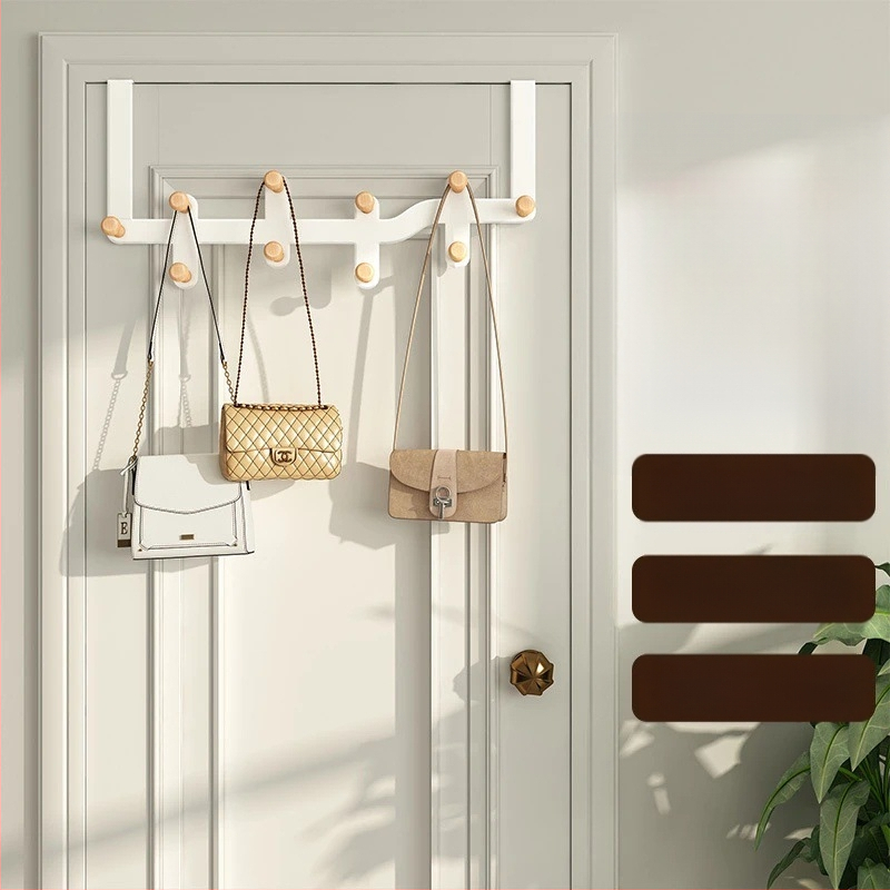 Geležinė durų kabykla su keliomis eilėmis, kabinimas už durų, 10 kg apkrova, šiuolaikinis minimalistinis stilius