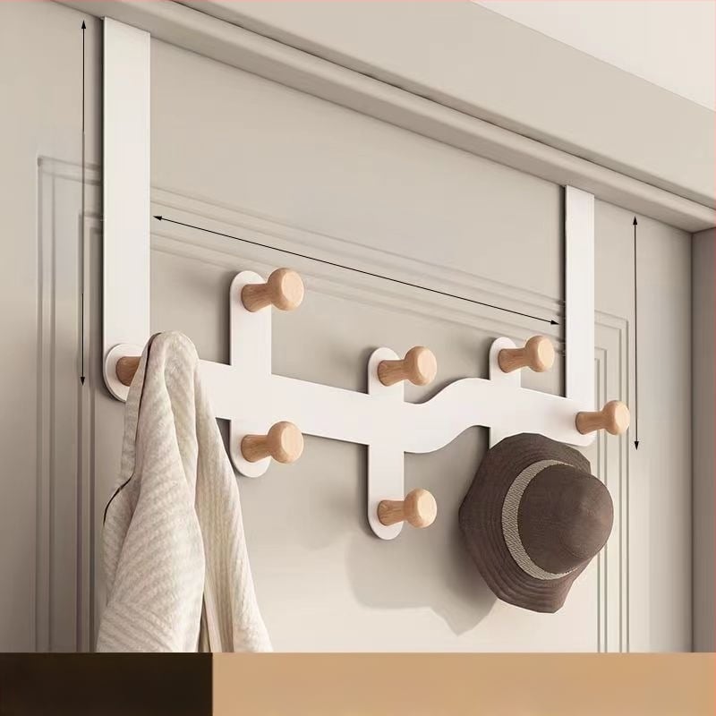 Geležinė durų kabykla su keliomis eilėmis, kabinimas už durų, 10 kg apkrova, šiuolaikinis minimalistinis stilius