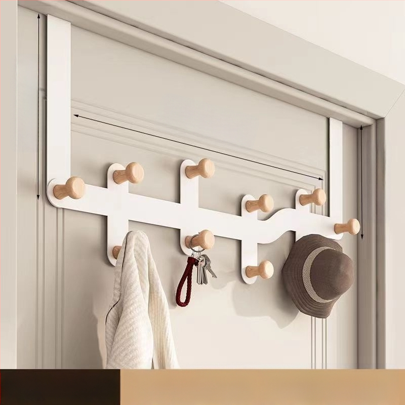 Geležinė durų kabykla su keliomis eilėmis, kabinimas už durų, 10 kg apkrova, šiuolaikinis minimalistinis stilius