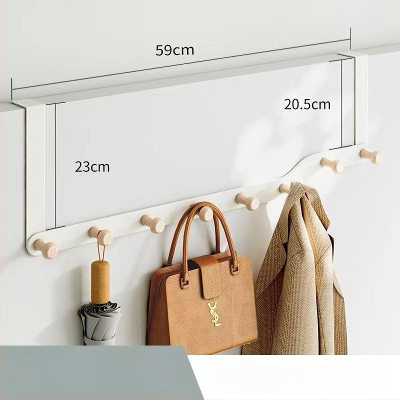 Geležinė durų kabykla su keliomis eilėmis, kabinimas už durų, 10 kg apkrova, šiuolaikinis minimalistinis stilius