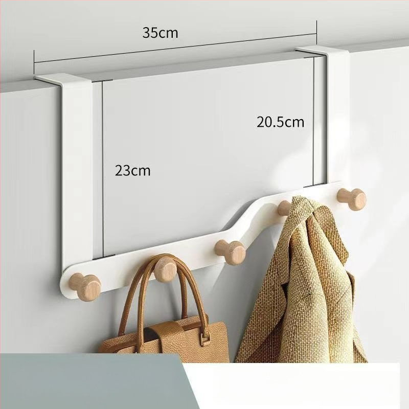 Geležinė durų kabykla su keliomis eilėmis, kabinimas už durų, 10 kg apkrova, šiuolaikinis minimalistinis stilius