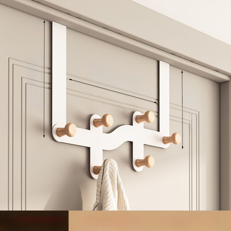 Geležinė durų kabykla su keliomis eilėmis, kabinimas už durų, 10 kg apkrova, šiuolaikinis minimalistinis stilius