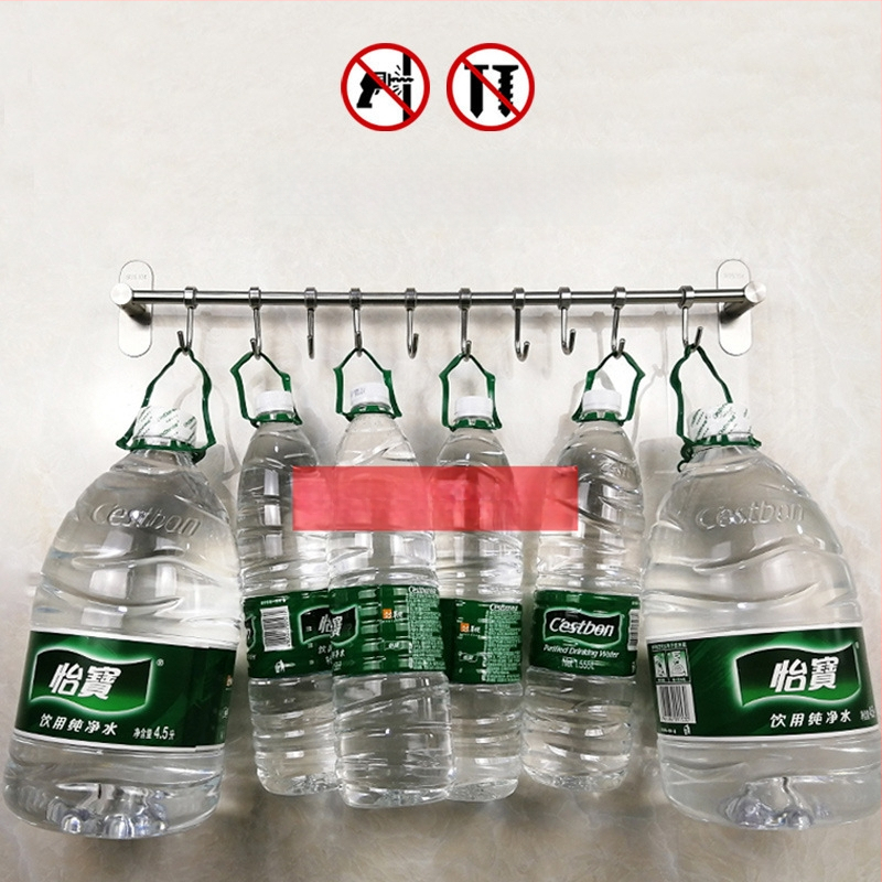 Virtuves sienas plaukts ar pakaramām, no 304 nerūsējošā tērauda, birstēts pārklājums, mūsdienīgs minimālistisks stils, svars 412 g