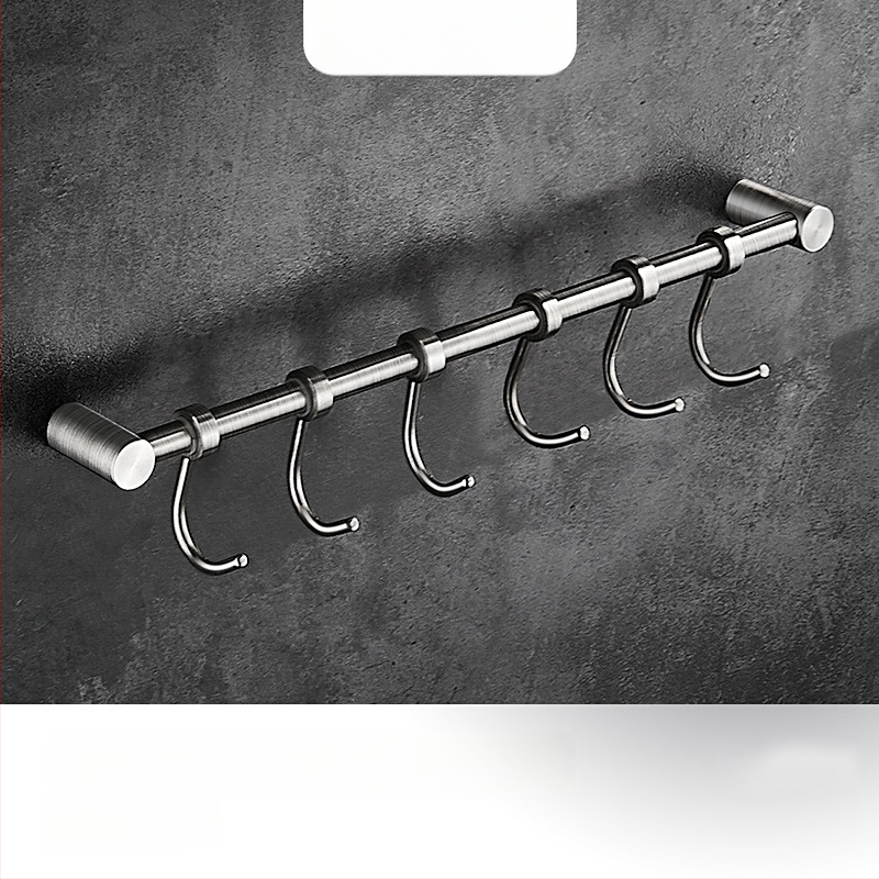 Virtuves sienas plaukts ar pakaramām, no 304 nerūsējošā tērauda, birstēts pārklājums, mūsdienīgs minimālistisks stils, svars 412 g