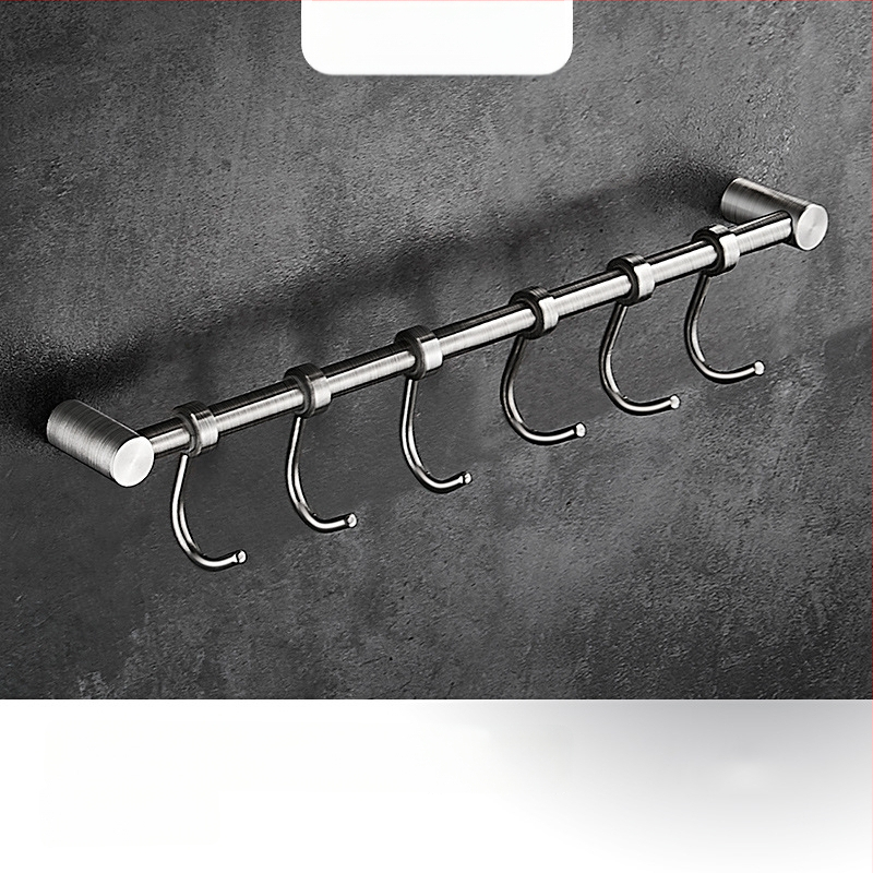 Virtuves sienas plaukts ar pakaramām, no 304 nerūsējošā tērauda, birstēts pārklājums, mūsdienīgs minimālistisks stils, svars 412 g