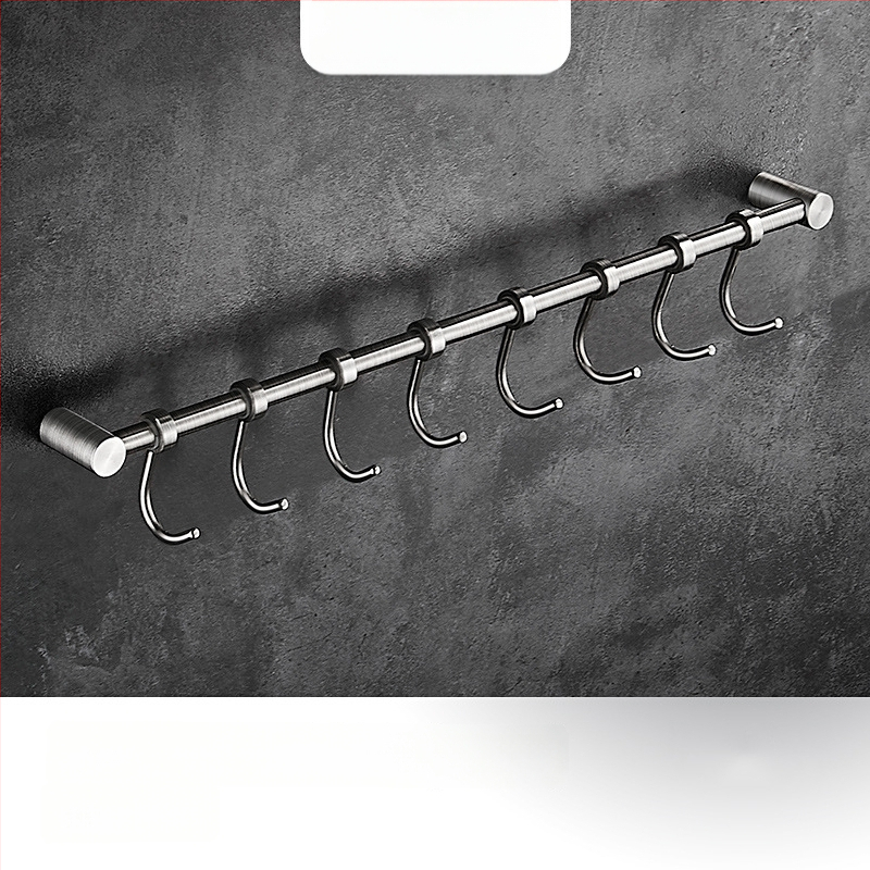 Virtuves sienas plaukts ar pakaramām, no 304 nerūsējošā tērauda, birstēts pārklājums, mūsdienīgs minimālistisks stils, svars 412 g