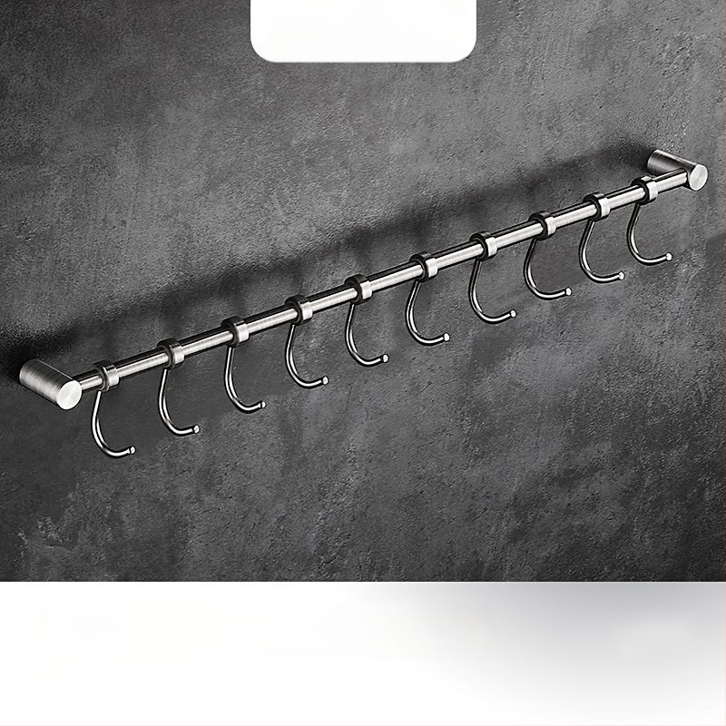 Virtuves sienas plaukts ar pakaramām, no 304 nerūsējošā tērauda, birstēts pārklājums, mūsdienīgs minimālistisks stils, svars 412 g