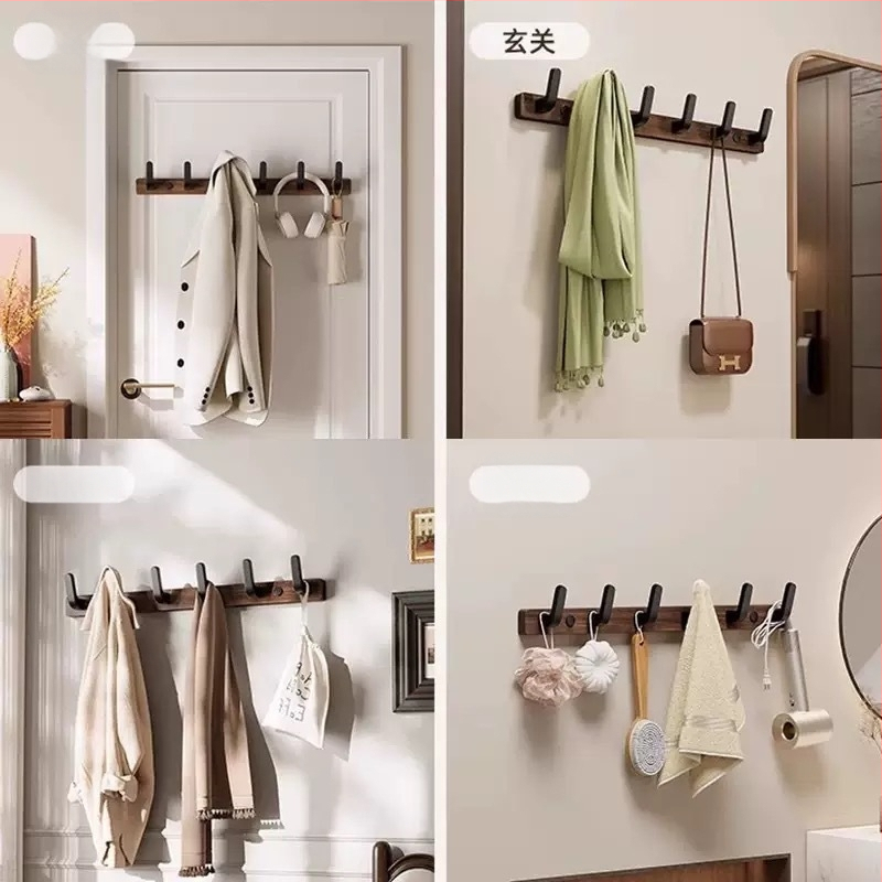 Koka sienas pakaramais ar vienu āķi, gaišs luksusa stils; materiāli: koks un plastmasa; maksimālais slogs 10 kg; uzstādīšana caur urbumu