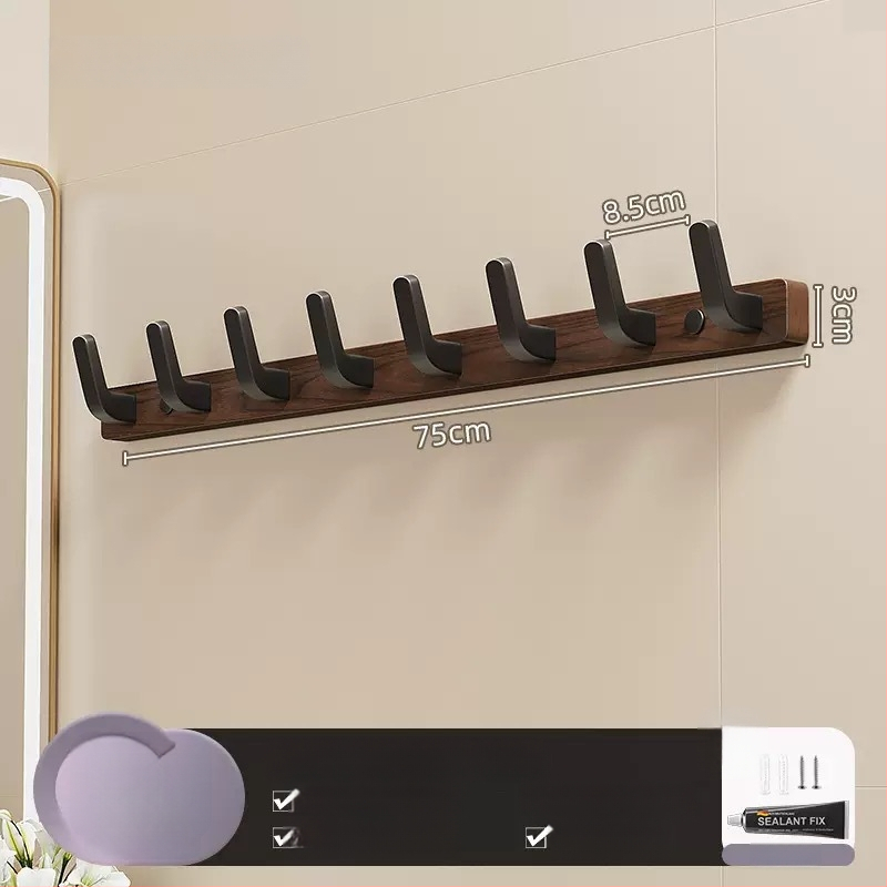 Koka sienas pakaramais ar vienu āķi, gaišs luksusa stils; materiāli: koks un plastmasa; maksimālais slogs 10 kg; uzstādīšana caur urbumu