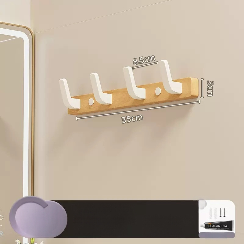 Koka sienas pakaramais ar vienu āķi, gaišs luksusa stils; materiāli: koks un plastmasa; maksimālais slogs 10 kg; uzstādīšana caur urbumu