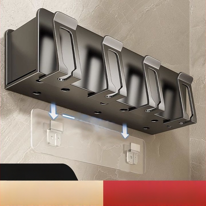 Zobu birstes turētājs, sienas montāža, bez urbšanas, alumīnijs, 2-3-4 nodalījumi, ar drukātu logotipu