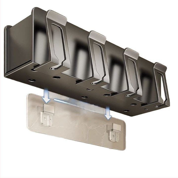 Zobu birstes turētājs, sienas montāža, bez urbšanas, alumīnijs, 2-3-4 nodalījumi, ar drukātu logotipu