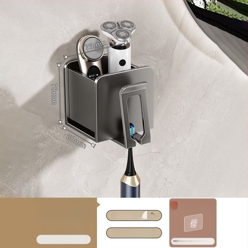 Zobu birstes turētājs, sienas montāža, bez urbšanas, alumīnijs, 2-3-4 nodalījumi, ar drukātu logotipu