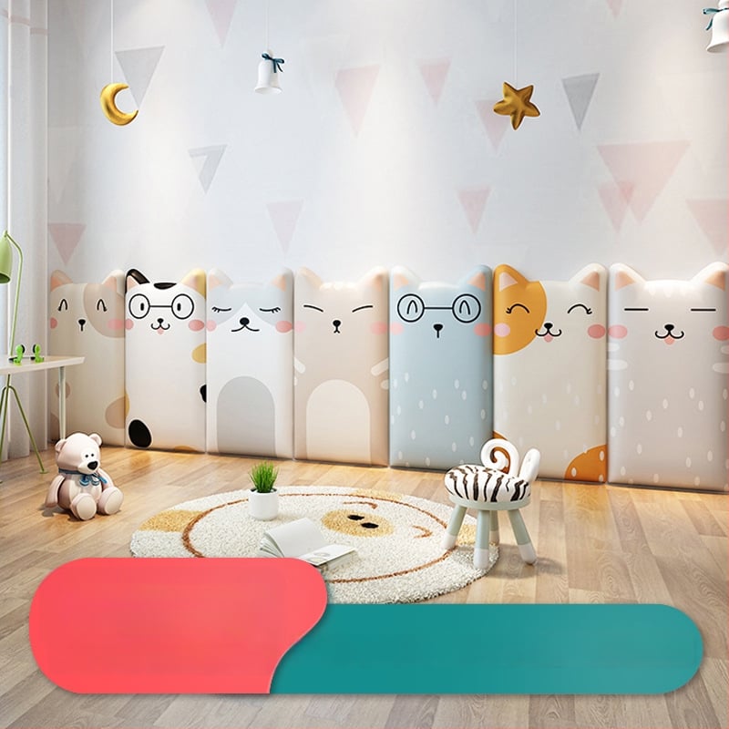 Vaikų kambario galvos plokštė: sieninis panelė su gyvūnų motyvu, lipnus minkštas pagalvėlis ir amortuojanti pagrindė; Medžiaga: PU oda + putos; Stilius: šiuolaikiškas minimalistinis karikatūra; Raštas: gyvūnų peizažas (prisitaikantis); Prisitaikymas: Taip;