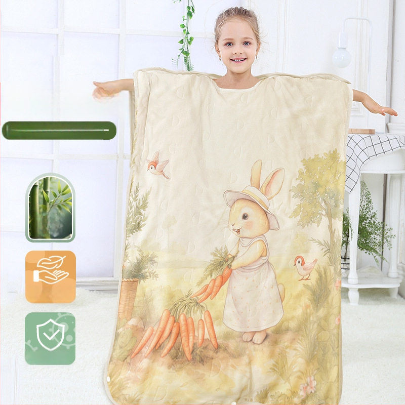 Gyerekeknek készült bambusz rostból készült hálózsák és anti-kick takaró, egész éves ágynemű, töltet: fonal, termékkód ANM2502