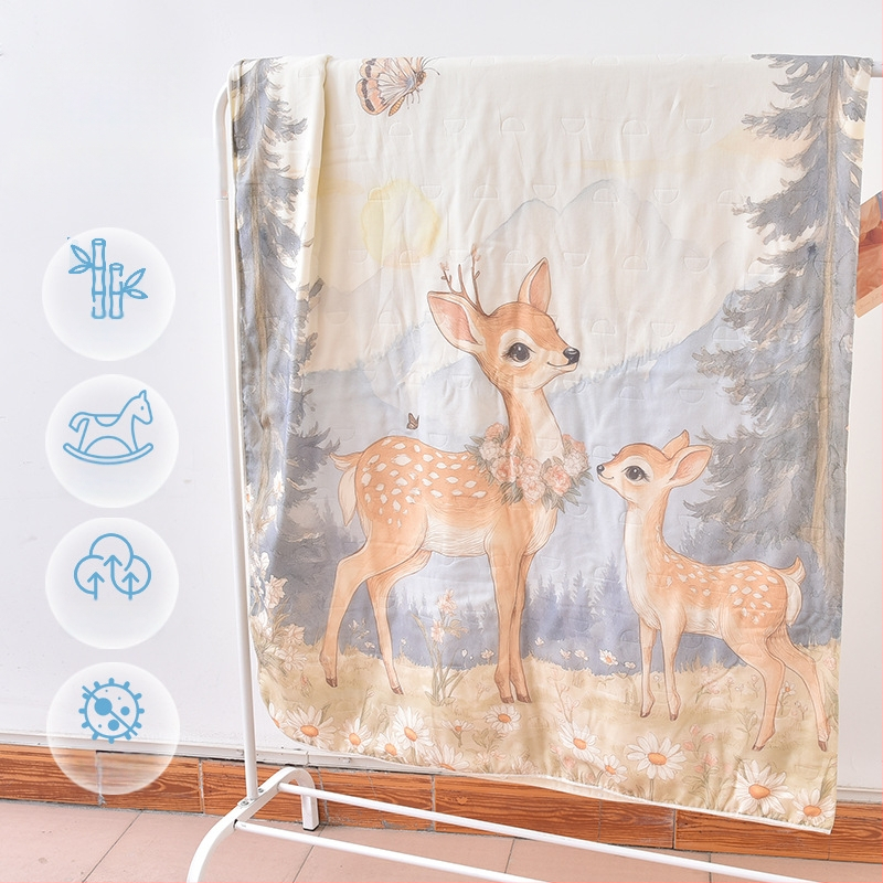 Gyerekeknek készült bambusz rostból készült hálózsák és anti-kick takaró, egész éves ágynemű, töltet: fonal, termékkód ANM2502