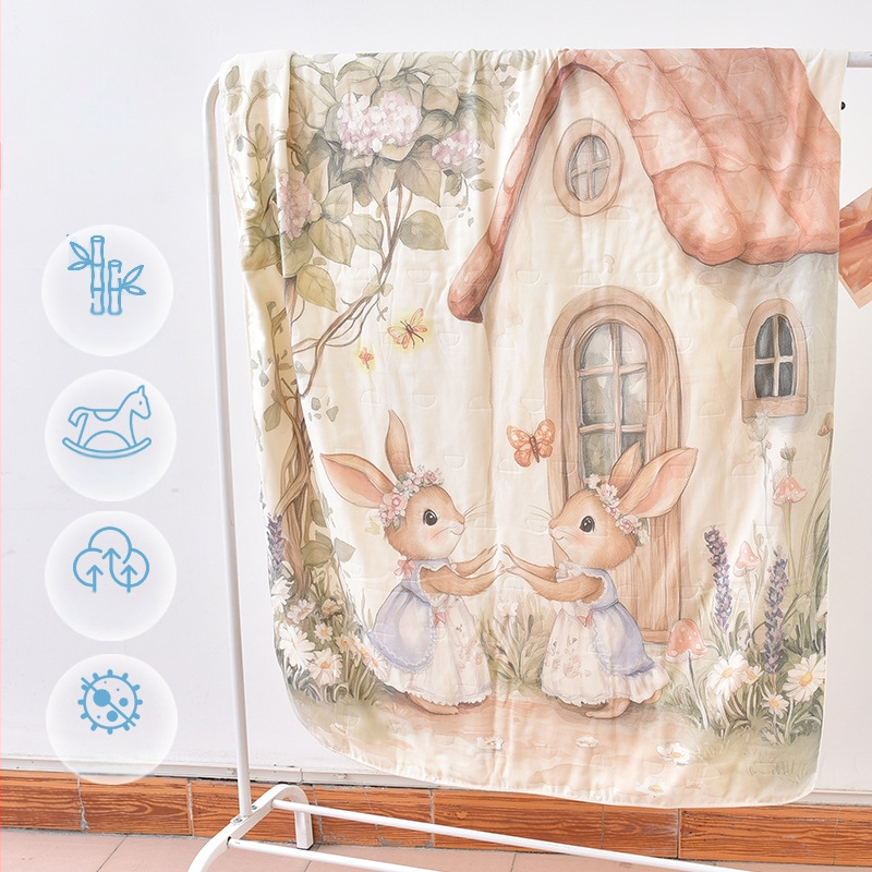 Gyerekeknek készült bambusz rostból készült hálózsák és anti-kick takaró, egész éves ágynemű, töltet: fonal, termékkód ANM2502