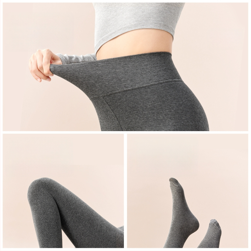 Moteriški medvilniniai leggingai su fliso įdėklu, storos medžiagos, su kojomis, japoniško stiliaus