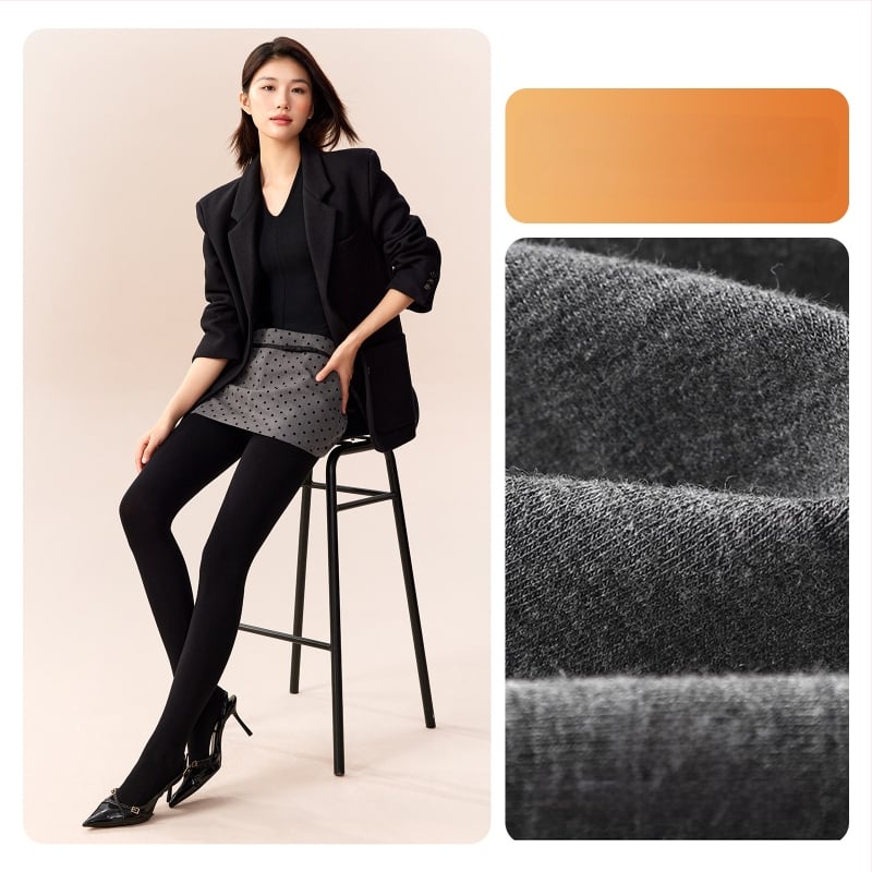 Moteriški medvilniniai leggingai su fliso įdėklu, storos medžiagos, su kojomis, japoniško stiliaus