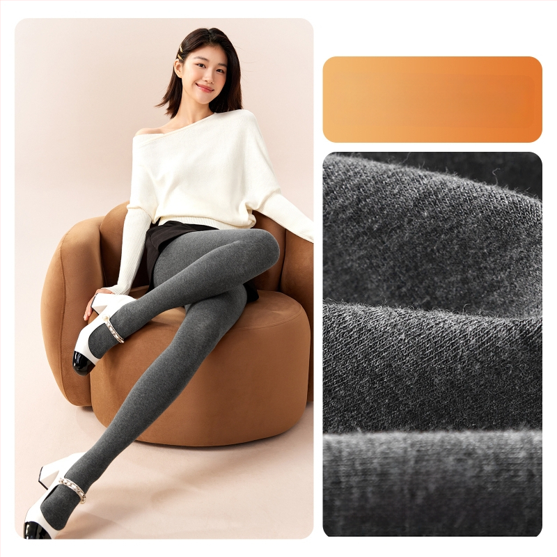 Moteriški medvilniniai leggingai su fliso įdėklu, storos medžiagos, su kojomis, japoniško stiliaus