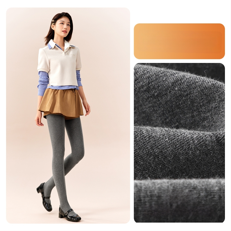 Moteriški medvilniniai leggingai su fliso įdėklu, storos medžiagos, su kojomis, japoniško stiliaus