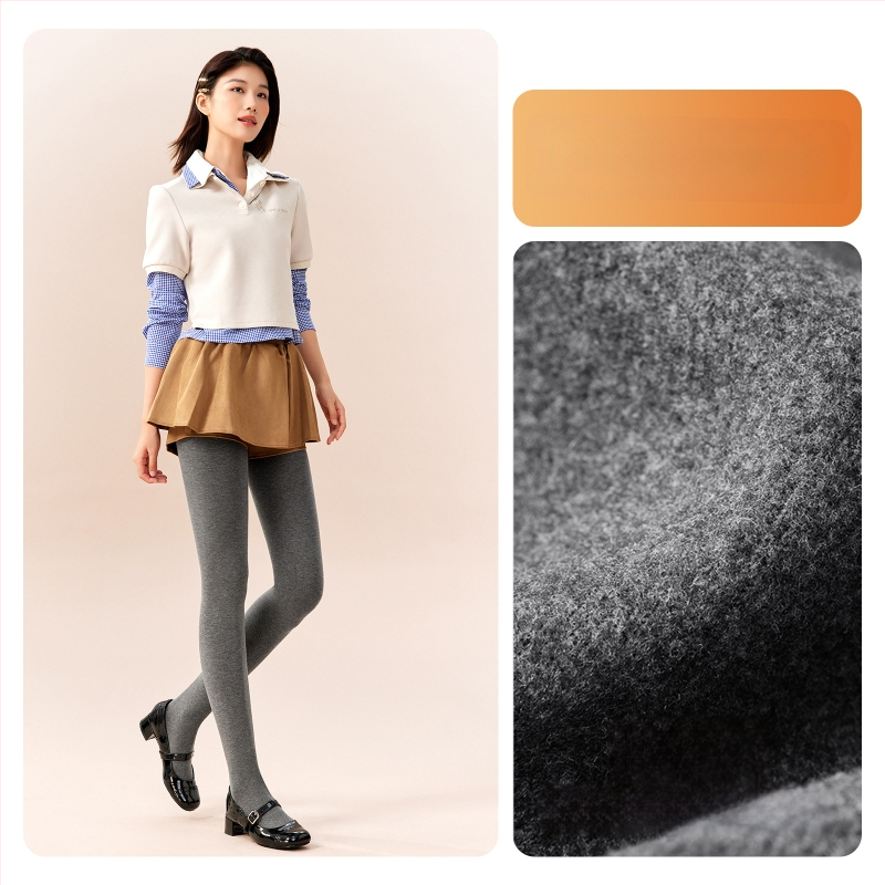 Moteriški medvilniniai leggingai su fliso įdėklu, storos medžiagos, su kojomis, japoniško stiliaus