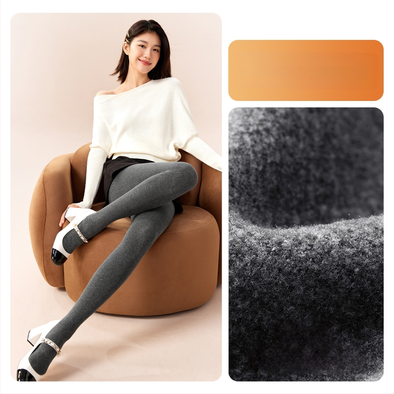 Moteriški medvilniniai leggingai su fliso įdėklu, storos medžiagos, su kojomis, japoniško stiliaus