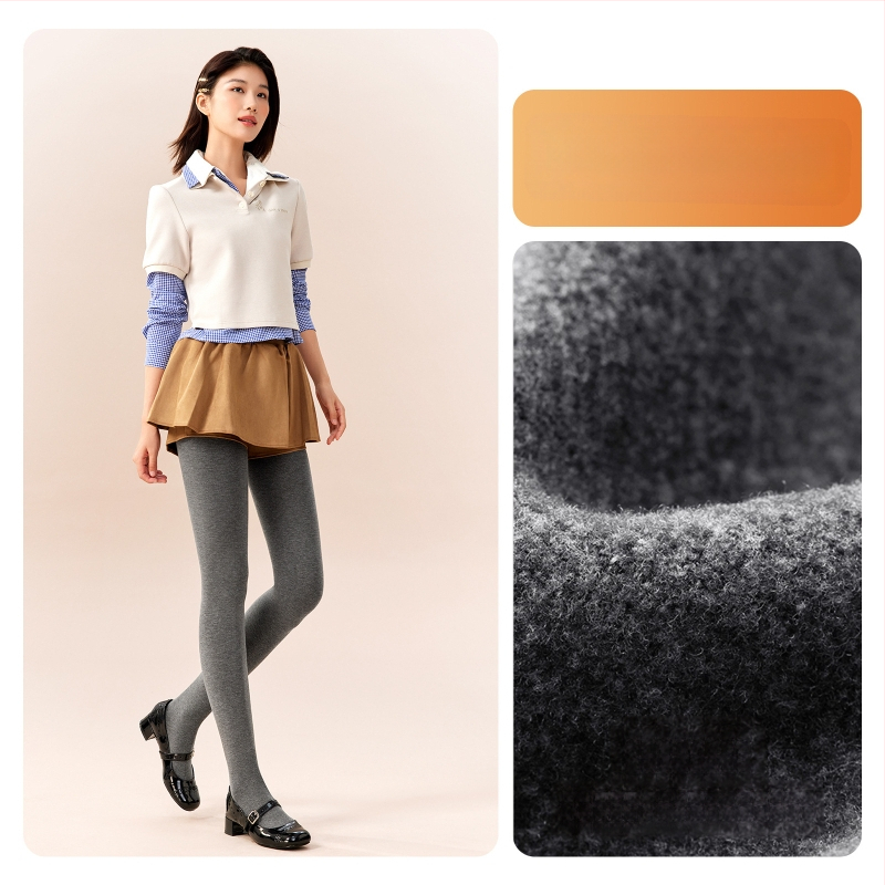 Moteriški medvilniniai leggingai su fliso įdėklu, storos medžiagos, su kojomis, japoniško stiliaus