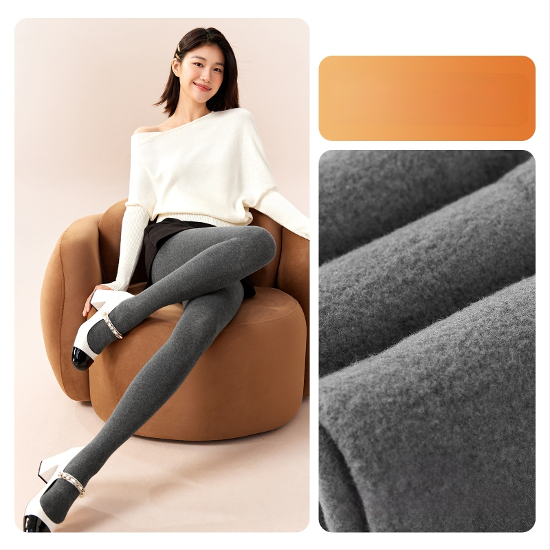 Moteriški medvilniniai leggingai su fliso įdėklu, storos medžiagos, su kojomis, japoniško stiliaus