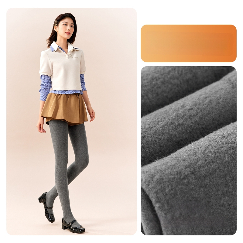 Moteriški medvilniniai leggingai su fliso įdėklu, storos medžiagos, su kojomis, japoniško stiliaus