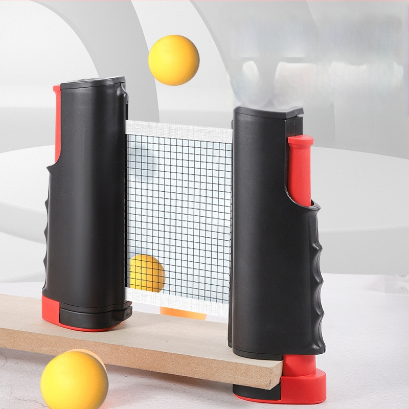 Portatīvs galda tenisa tīkla statīva komplekts – iekšējai un ārējai izmantošanai, standarta izstiepjams tīkla rāmis, materiāls PP, svars 0,34 kg