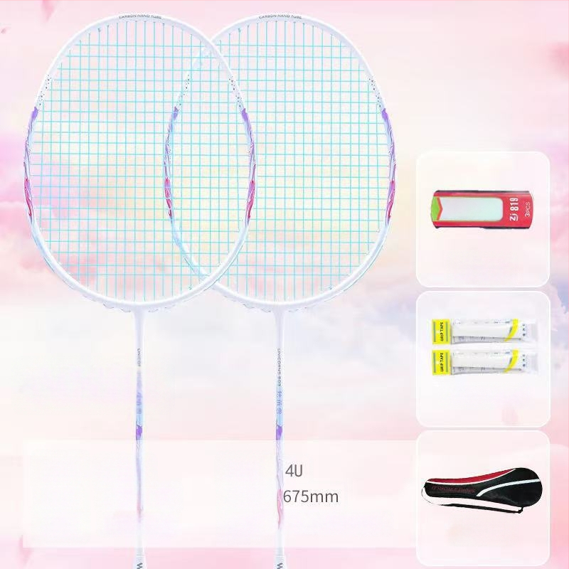Set badminton raketa, ultralagani aluminijski okvir, najlon žice, 80–84 g, drška G2