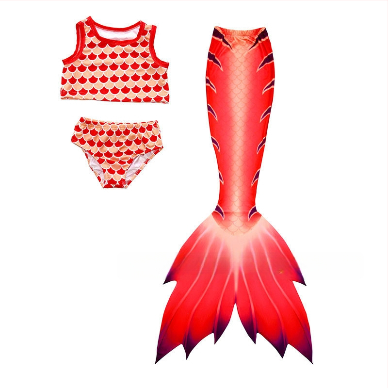 Bērnu viengabala sirenas peldkostīms ar asti un plūsmām, svītrainu/gradienta raksts, 20% elastāns