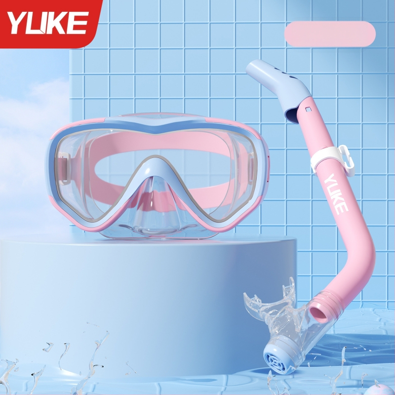 Bērnu baseina brillēm komplekts – ūdensdrošs, ietver brilles, masku un niršanas cauruli, pusslēgts niršanas aprīkojums, materiāli: PC, kalts stikls, šķidrais silikons