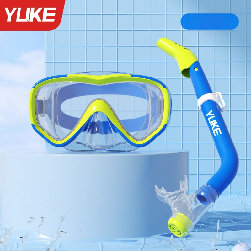 Bērnu baseina brillēm komplekts – ūdensdrošs, ietver brilles, masku un niršanas cauruli, pusslēgts niršanas aprīkojums, materiāli: PC, kalts stikls, šķidrais silikons