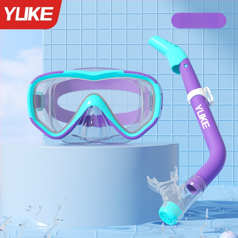 Bērnu baseina brillēm komplekts – ūdensdrošs, ietver brilles, masku un niršanas cauruli, pusslēgts niršanas aprīkojums, materiāli: PC, kalts stikls, šķidrais silikons