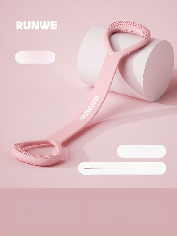 Figura-8 įtamptuvė nugaros ir pečių tempimui — silikonas, 20 lb pasipriešinimas, atviras pečių dizainas, prekinis ženklas Runwe/langwei