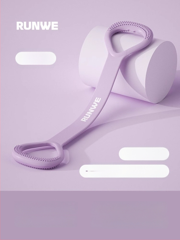 Figura-8 įtamptuvė nugaros ir pečių tempimui — silikonas, 20 lb pasipriešinimas, atviras pečių dizainas, prekinis ženklas Runwe/langwei