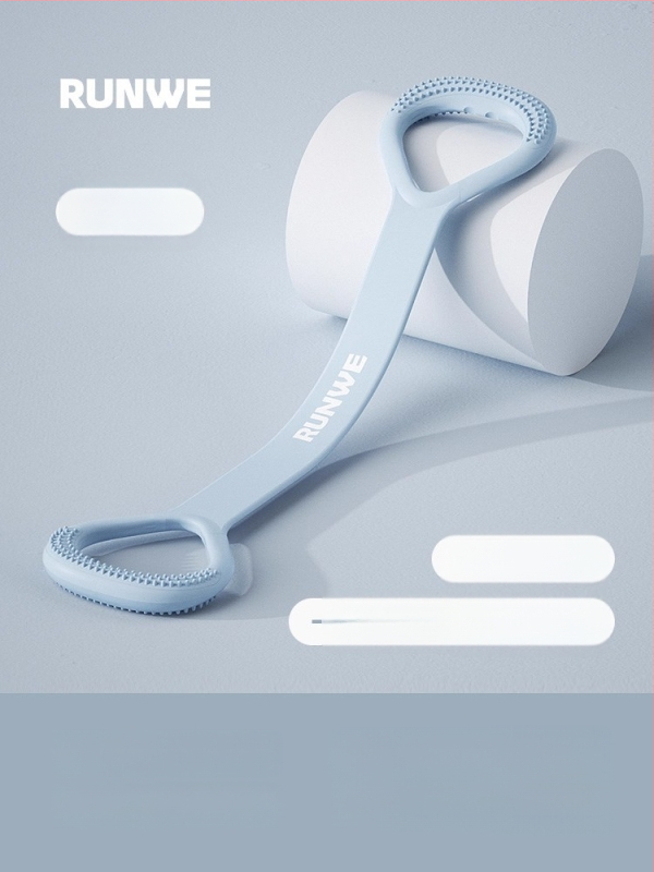 Figura-8 įtamptuvė nugaros ir pečių tempimui — silikonas, 20 lb pasipriešinimas, atviras pečių dizainas, prekinis ženklas Runwe/langwei